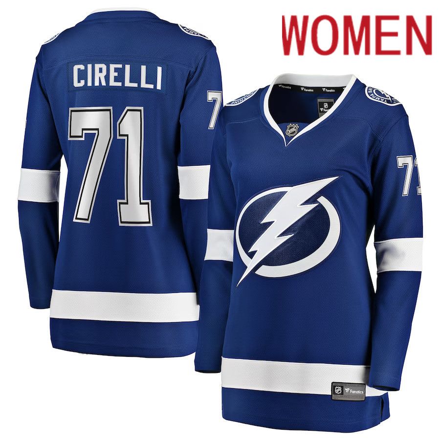 Women Tampa Bay Lightning 71 Anthony Cirelli Fanatics Branded Blue Home Breakaway Player NHL Jersey